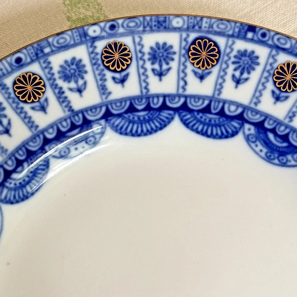 Vintage Lomonosov Russia Porcelain Cobalt blue & gold cake plate Arches pattern